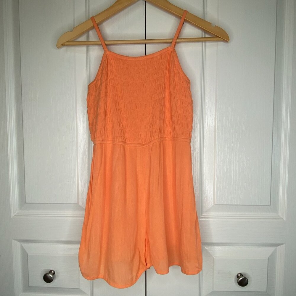 Abercrombie Kids Like New Orange Spaghetti Strap Flowy Romper Size 11/12